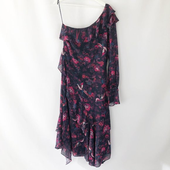 Anthropologie Tanya Taylor 100% Silk Floral Ruffled Slit Isua Midi Dress Formal - Picture 5 of 10